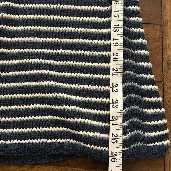 Etcetera 100% Cotton V-Neck Blue White Striped Sweater Size Small - Picture 4 of 10
